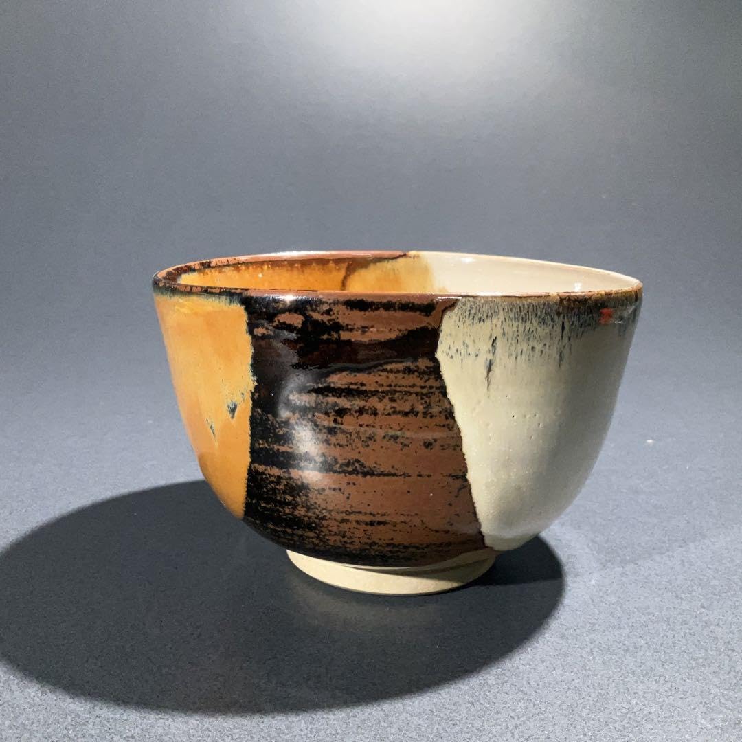 高取焼肩身替わり茶碗高取八山（栄作）尋牛斎書書付表千家R0979お4